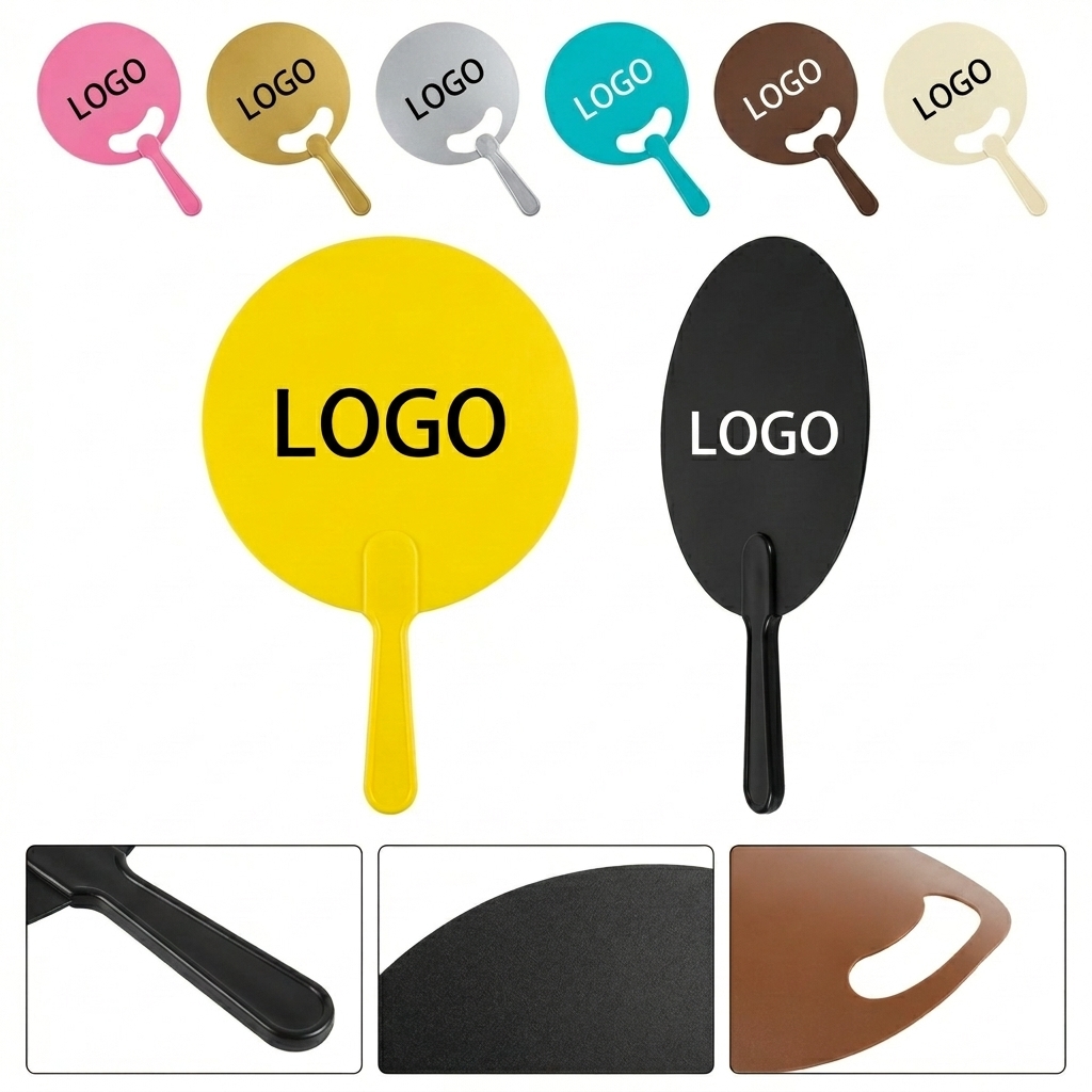Handheld Round Promotional Fan with Multi-Color Designs
